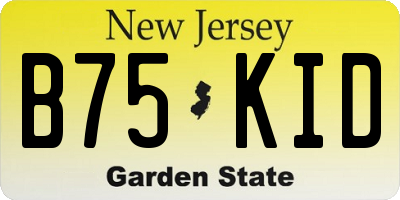 NJ license plate B75KID