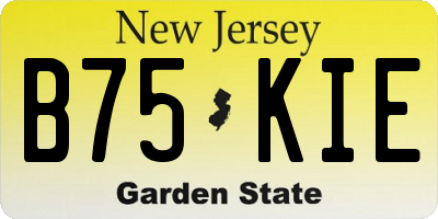 NJ license plate B75KIE