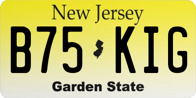 NJ license plate B75KIG