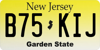 NJ license plate B75KIJ