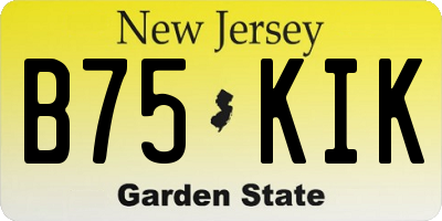 NJ license plate B75KIK