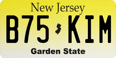 NJ license plate B75KIM