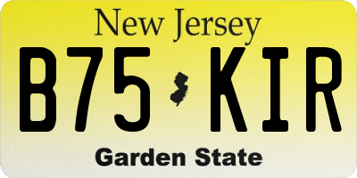 NJ license plate B75KIR