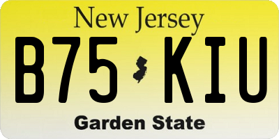 NJ license plate B75KIU