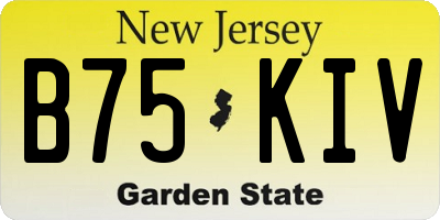 NJ license plate B75KIV