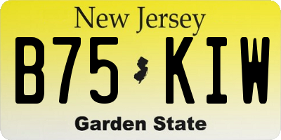 NJ license plate B75KIW