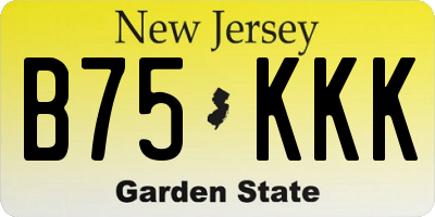 NJ license plate B75KKK