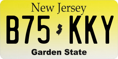NJ license plate B75KKY