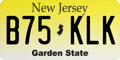 NJ license plate B75KLK