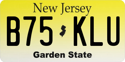 NJ license plate B75KLU