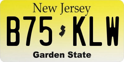 NJ license plate B75KLW