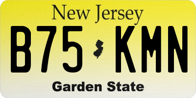 NJ license plate B75KMN