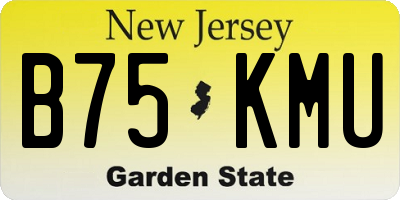 NJ license plate B75KMU