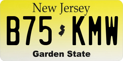 NJ license plate B75KMW