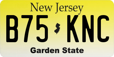 NJ license plate B75KNC