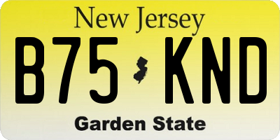 NJ license plate B75KND