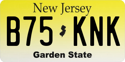 NJ license plate B75KNK