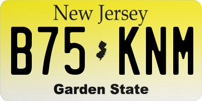 NJ license plate B75KNM