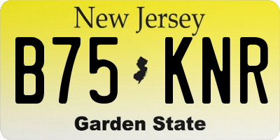 NJ license plate B75KNR