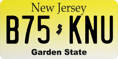 NJ license plate B75KNU