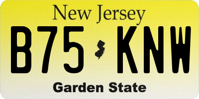 NJ license plate B75KNW