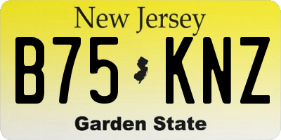 NJ license plate B75KNZ