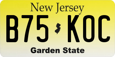 NJ license plate B75KOC