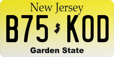 NJ license plate B75KOD