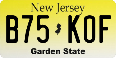 NJ license plate B75KOF