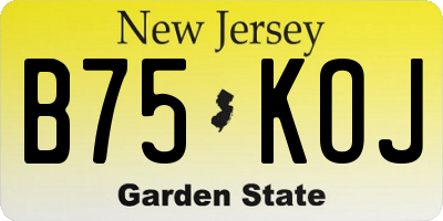 NJ license plate B75KOJ