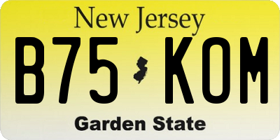 NJ license plate B75KOM