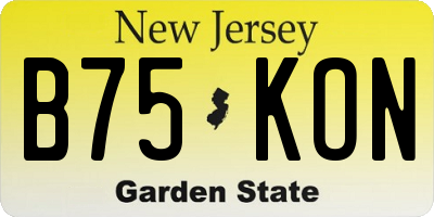 NJ license plate B75KON
