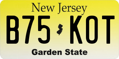 NJ license plate B75KOT