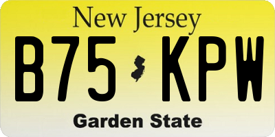 NJ license plate B75KPW