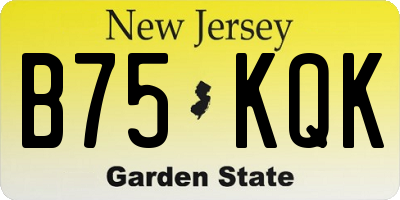 NJ license plate B75KQK