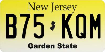 NJ license plate B75KQM