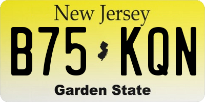 NJ license plate B75KQN
