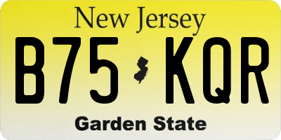 NJ license plate B75KQR
