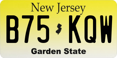 NJ license plate B75KQW