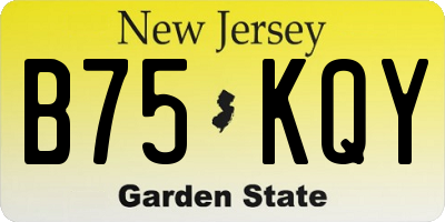 NJ license plate B75KQY