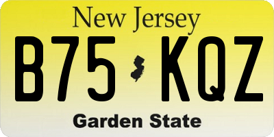 NJ license plate B75KQZ