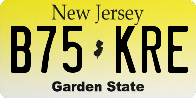 NJ license plate B75KRE