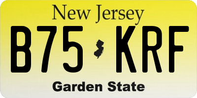 NJ license plate B75KRF