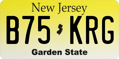 NJ license plate B75KRG