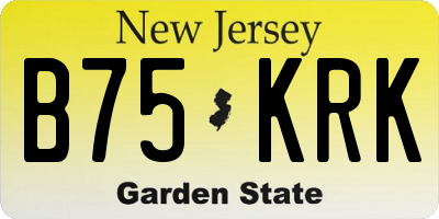 NJ license plate B75KRK