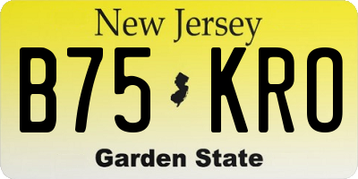 NJ license plate B75KRO