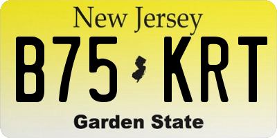 NJ license plate B75KRT