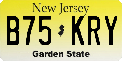 NJ license plate B75KRY