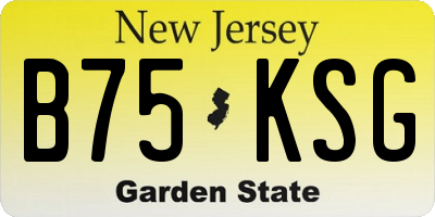 NJ license plate B75KSG
