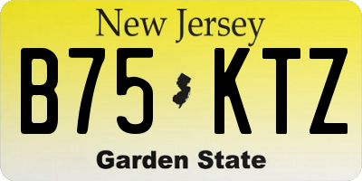 NJ license plate B75KTZ